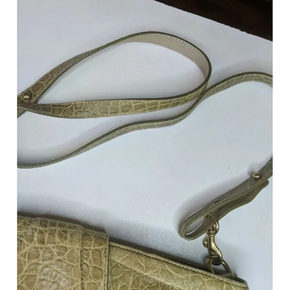 Brahmin Vintage Olive Green Crocodile Handbag rare ooak htf